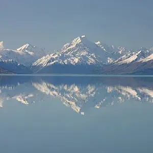 Reflections in the pristine waters of Lake Tekapo, Mt Cook National Park