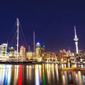 Auckland city and harbour at night