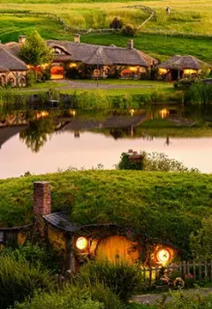 View of Hobbiton Village near Matamata