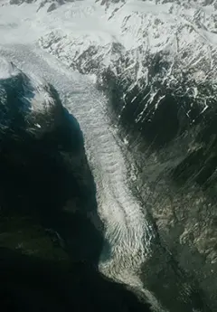 An shot from above Franz Josef Glacier