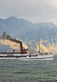 TSS Earnslaw cruising Lake Wakatopu near Queenstown