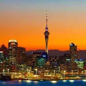 Auckland, New Zealand. City Skyline at dusk.