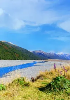 Arthurs Pass landscape with mountains and river